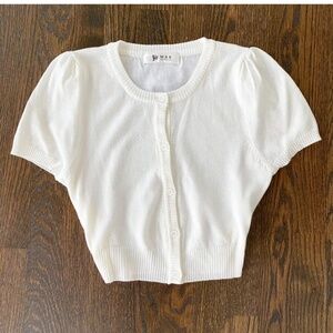 White knit cropped cardigan